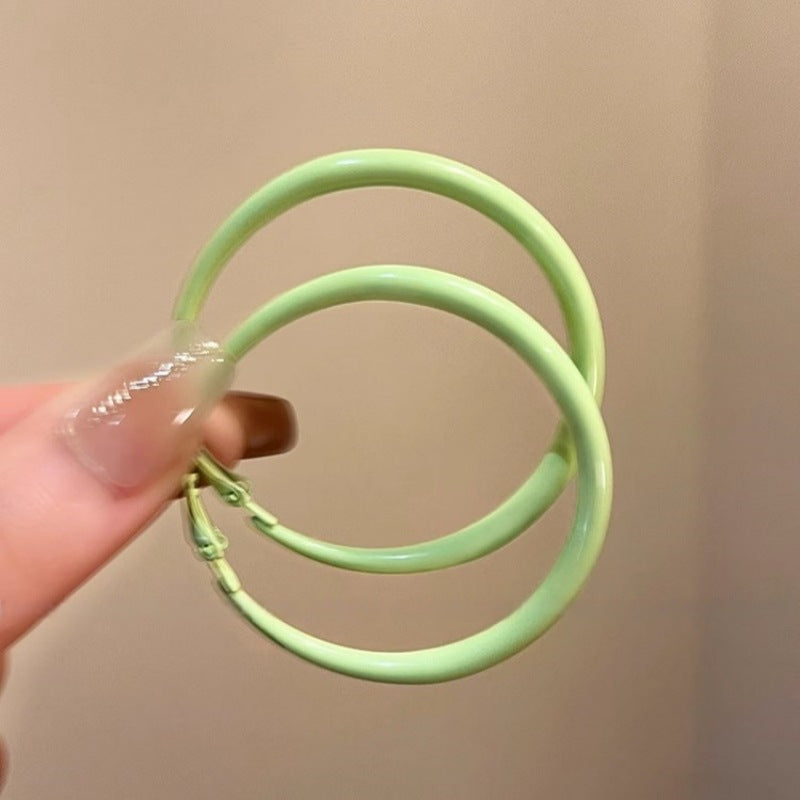Wholesale Mint Milk Green Glaze Large Circle Earrings