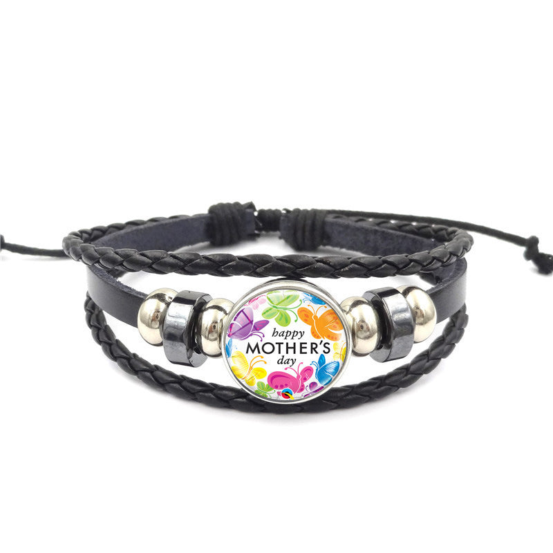 Wholesale Mother's Day  vintage punk style multi-layer beaded woven bracelet