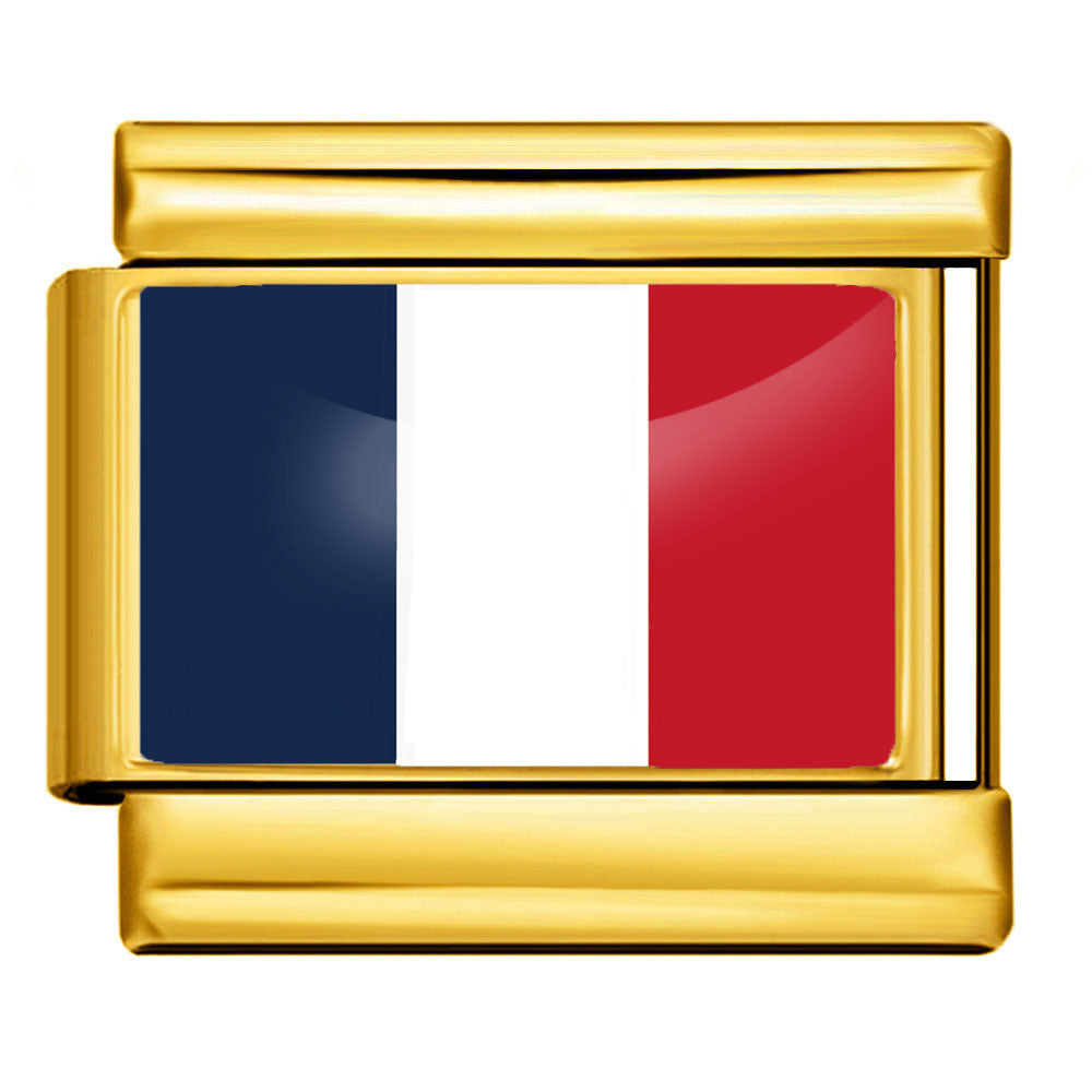 Wholesale 5pcs Italian Charm Bracelet 9mm DIY Splicing Gold Base World Flag Stainless Steel Composable Bracelet