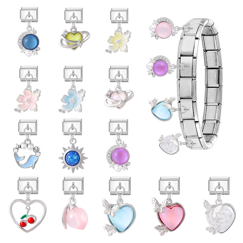 Wholesale Italian Charm Bracelet 9mm DIY  Fresh and Exquisite   Stainless Steel Composable Bracelet