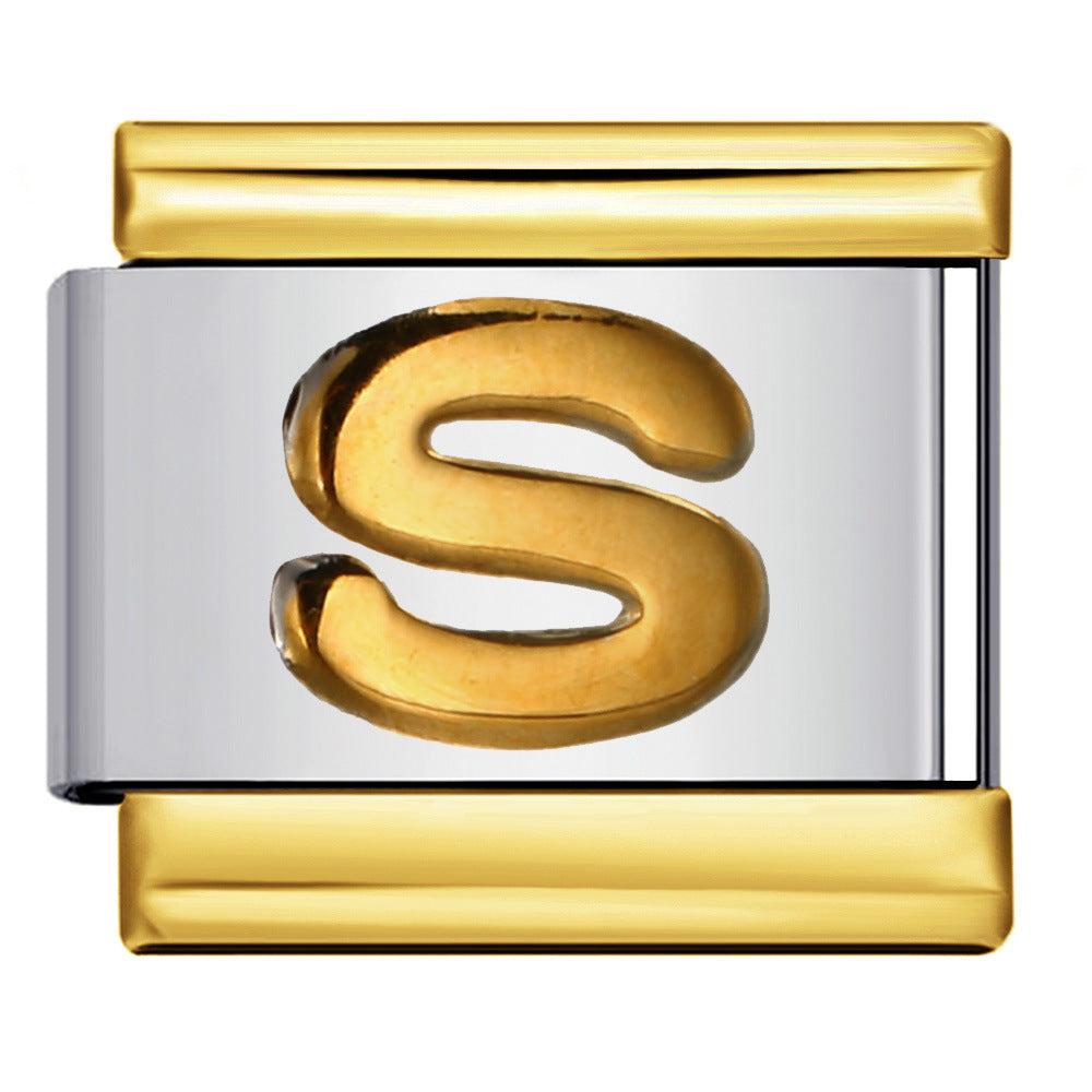 Wholesale Italian Charm Bracelet 9mm DIY Splicing Removable Raised Letters Stainless Steel Composable Bracelet