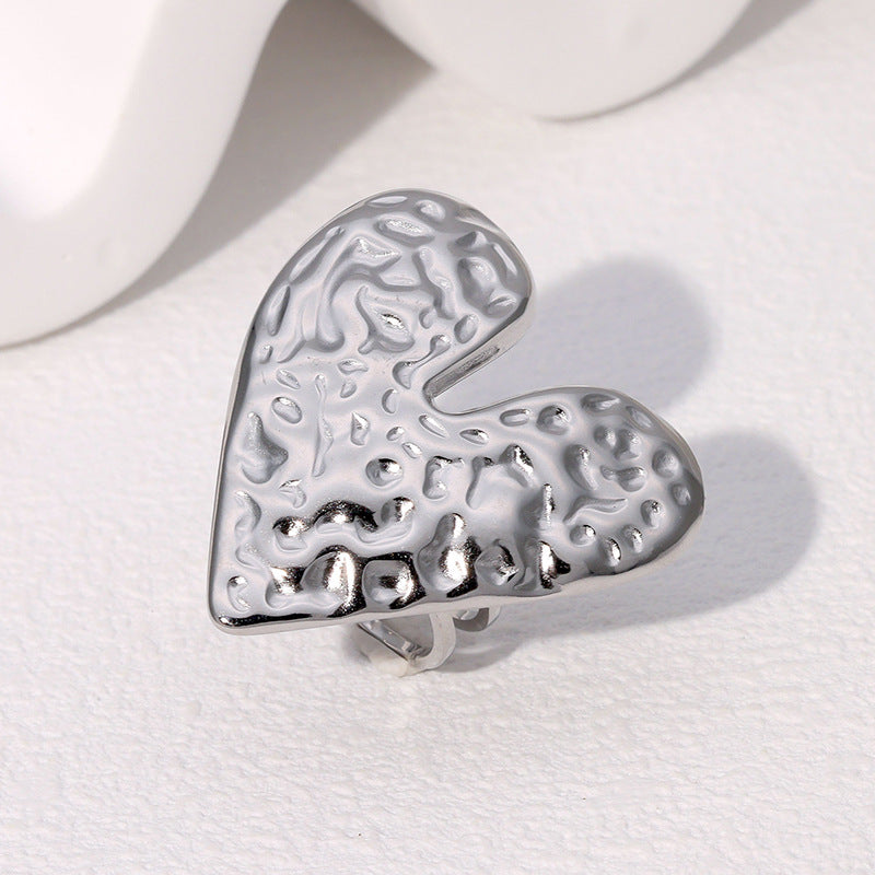 Wholesale exaggerated temperament heart-shaped stainless steel ring