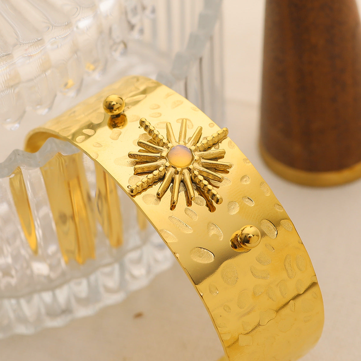 Wholesale Mangxing Natural Stone Bracelet Titanium Steel Wide Edition Fashion Trendy Exaggerated  Bracelet