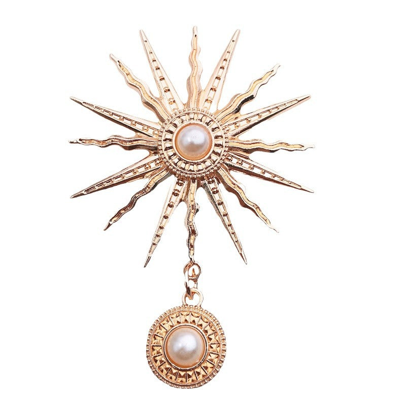 Wholesale  Diamond Pearl Flower Sun God flower brooch gem pendant