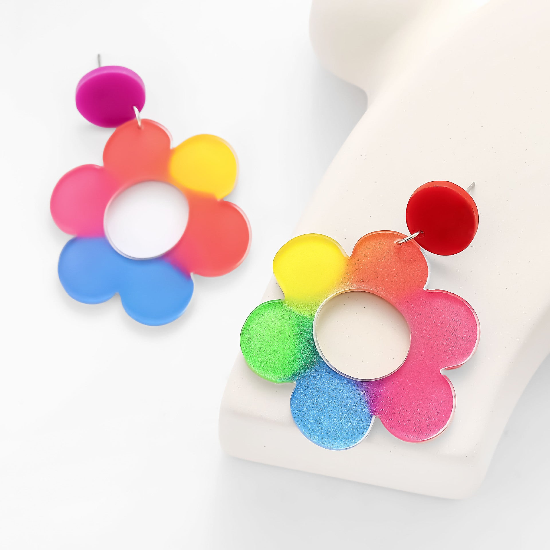 Wholesale Rainbow Flower Eco-friendly Acrylic Earrings