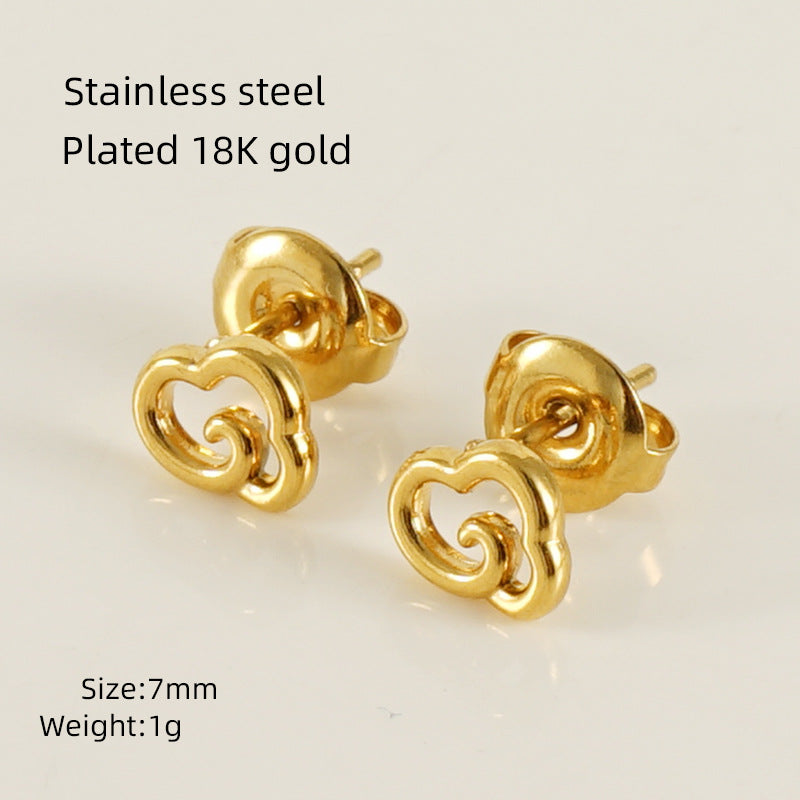 Wholesale European and American Ins Style Mini Titanium Steel Earrings,  Elegant Heart-Shaped Earrings,  18K Stainless Steel Irregular Earrings for Women