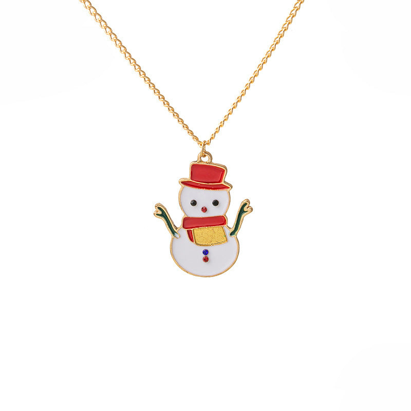 Wholesale Christmas Cartoon Oil Dripping Elk Snowman Bell Necklaces ACC-NE-MDD002