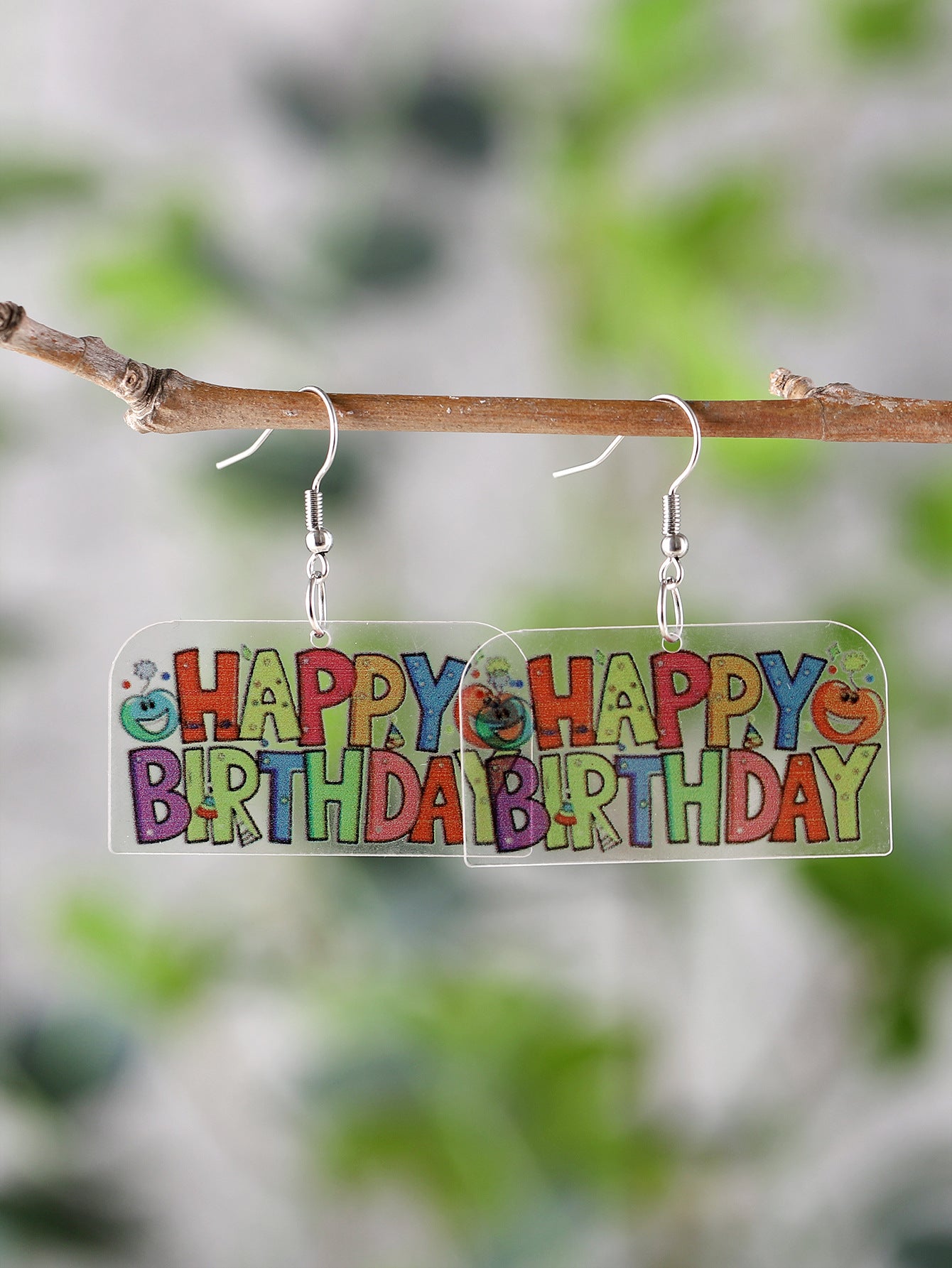 Wholesale Birthday party earrings cute Happy Birthday acrylic pendant earrings