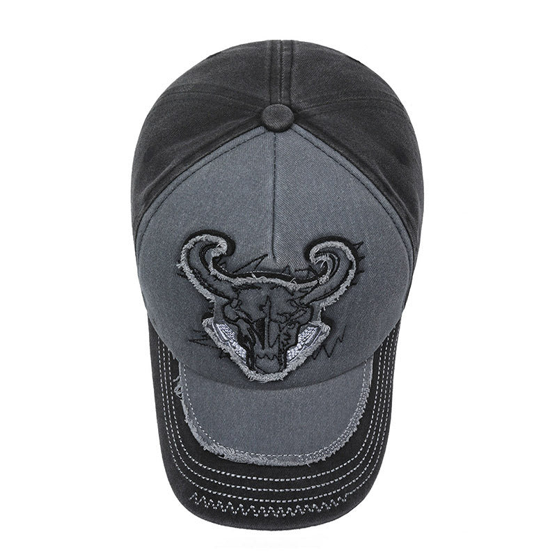 Wholesale Retro Bull Head Baseball Cap Washed Cowboy Peaked Cap Hat ACC-HT-YiShangmei001