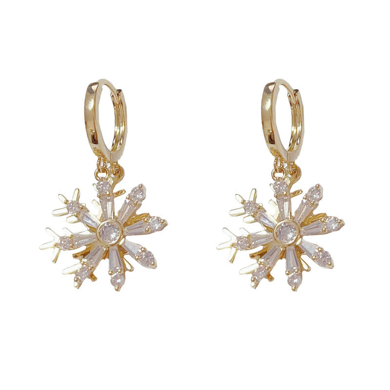 Wholesale Christmas Zircon Double-Layer Snowflake Earrings