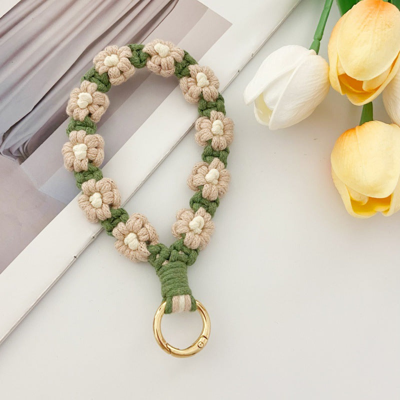 Wholesale Small Daisy Flower Mobile Phone Lanyard Keychain Bohemian Holiday Style Keychains ACC-KC-Huaien001