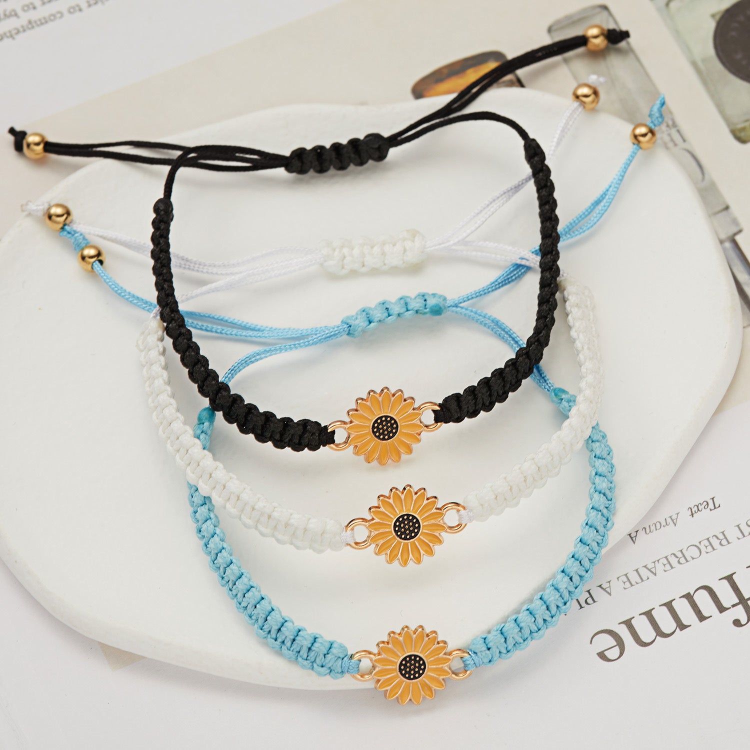 Wholesale Handwoven Sunflower Bracelet Daisy Couple Bracelet ACC-BT-Bayue002