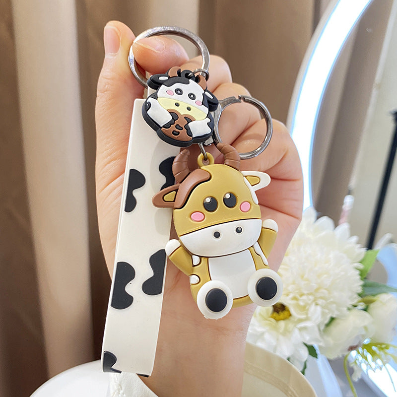Wholesale Cute Cartoon Cow Silicone Doll Keychain
