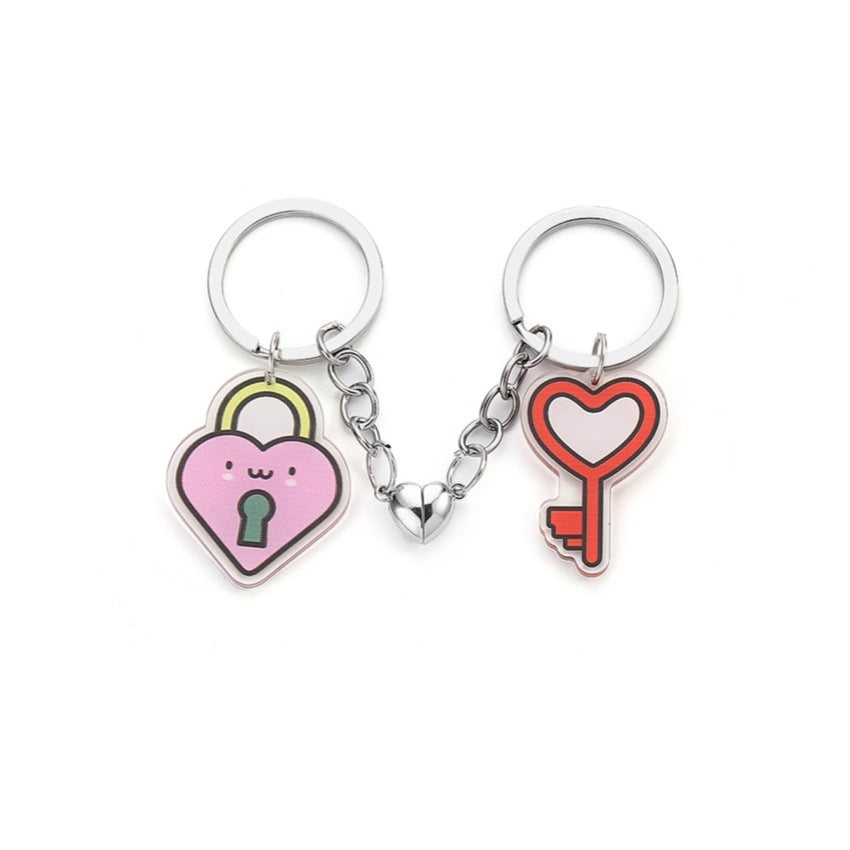 Wholesale Red Creative Acrylic Love Couple Keychain  Cute Heart-shaped Valentine's Day Key Pendant