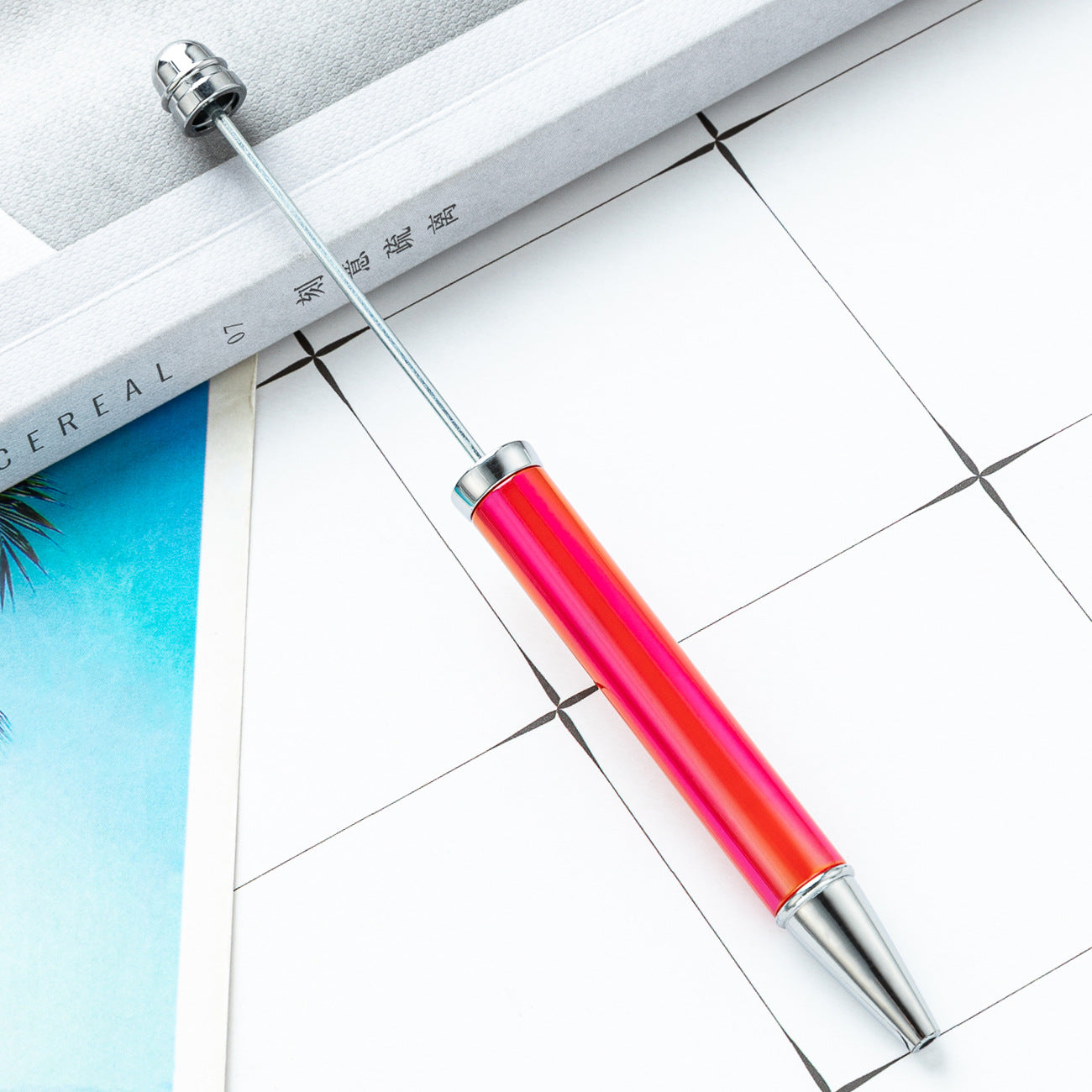 Wholesale Beadable Pens UV Electroplating Color Plastic DIY Beaded Pens Solid Color Pens