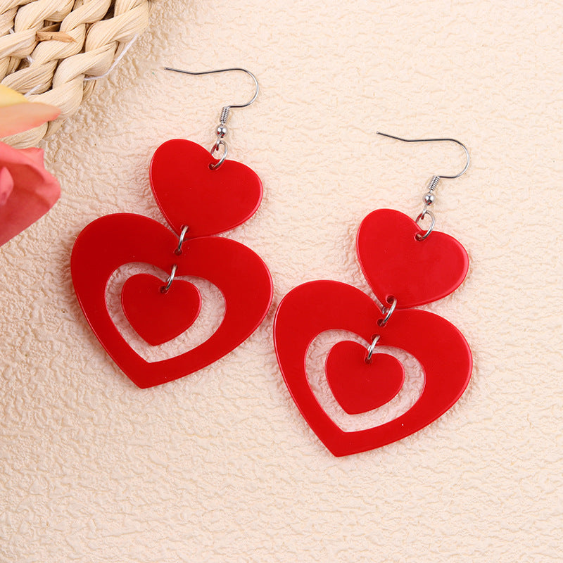 Wholesale 2pcs Acrylic Heart Earrings