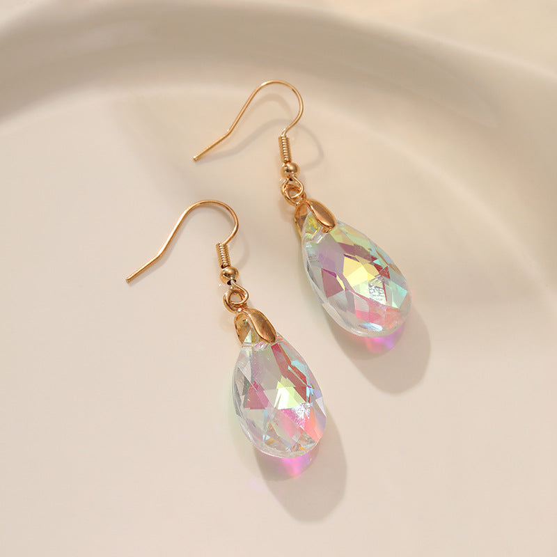 Wholesale Crystal long geometric water drop earrings