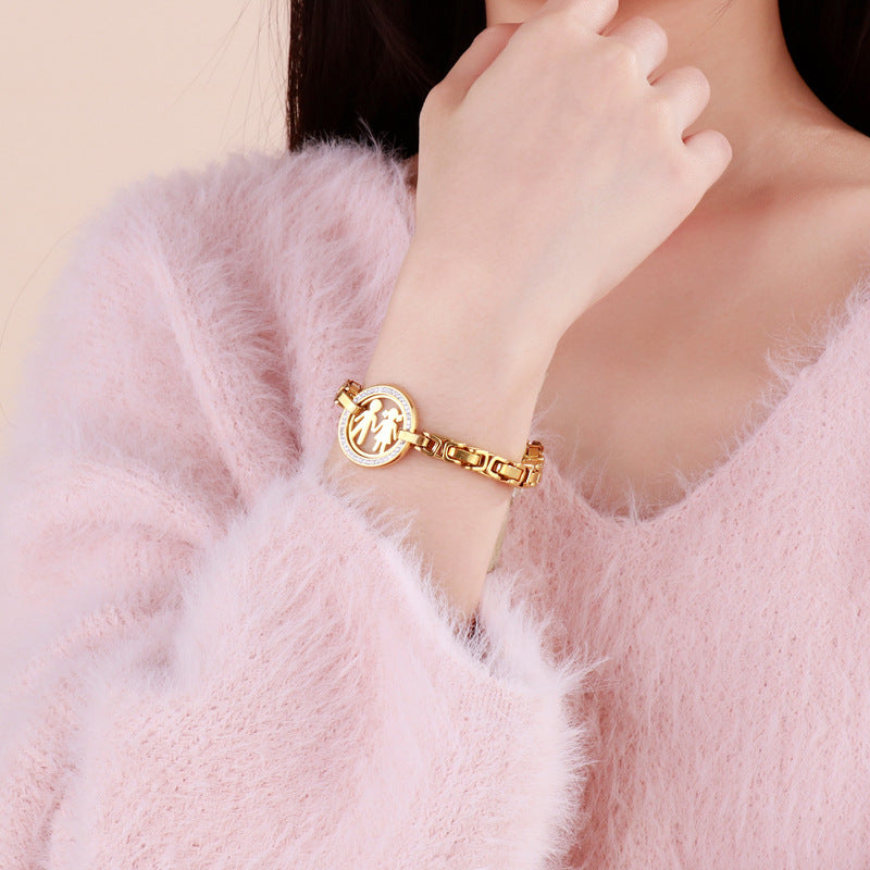 Wholesale hip-hop thick chain hollow full diamond stainless steel bracelet