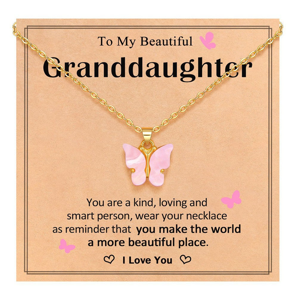 Wholesale  Alloy  Pink Butterfly Necklace