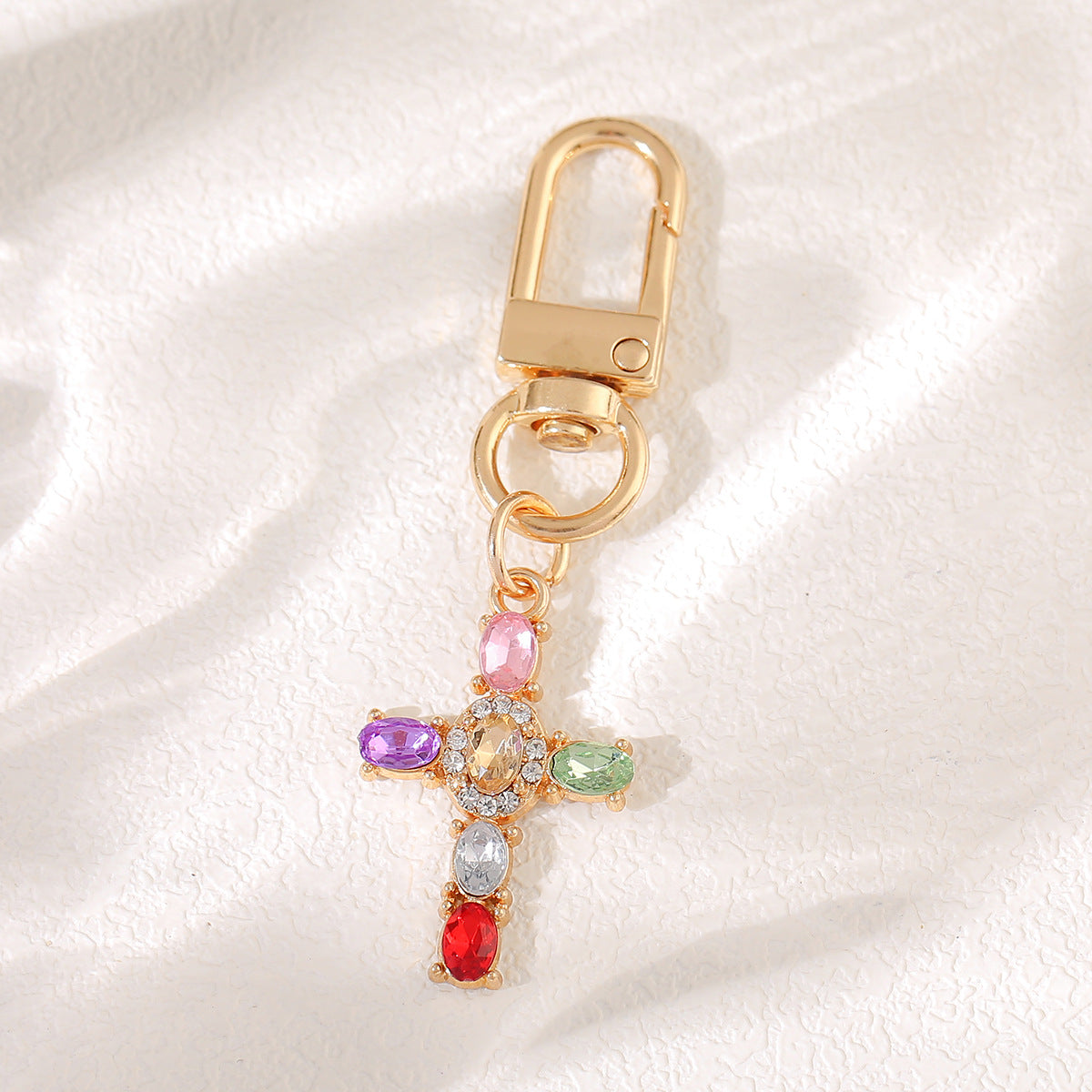 Wholesale color diamond cross keychains