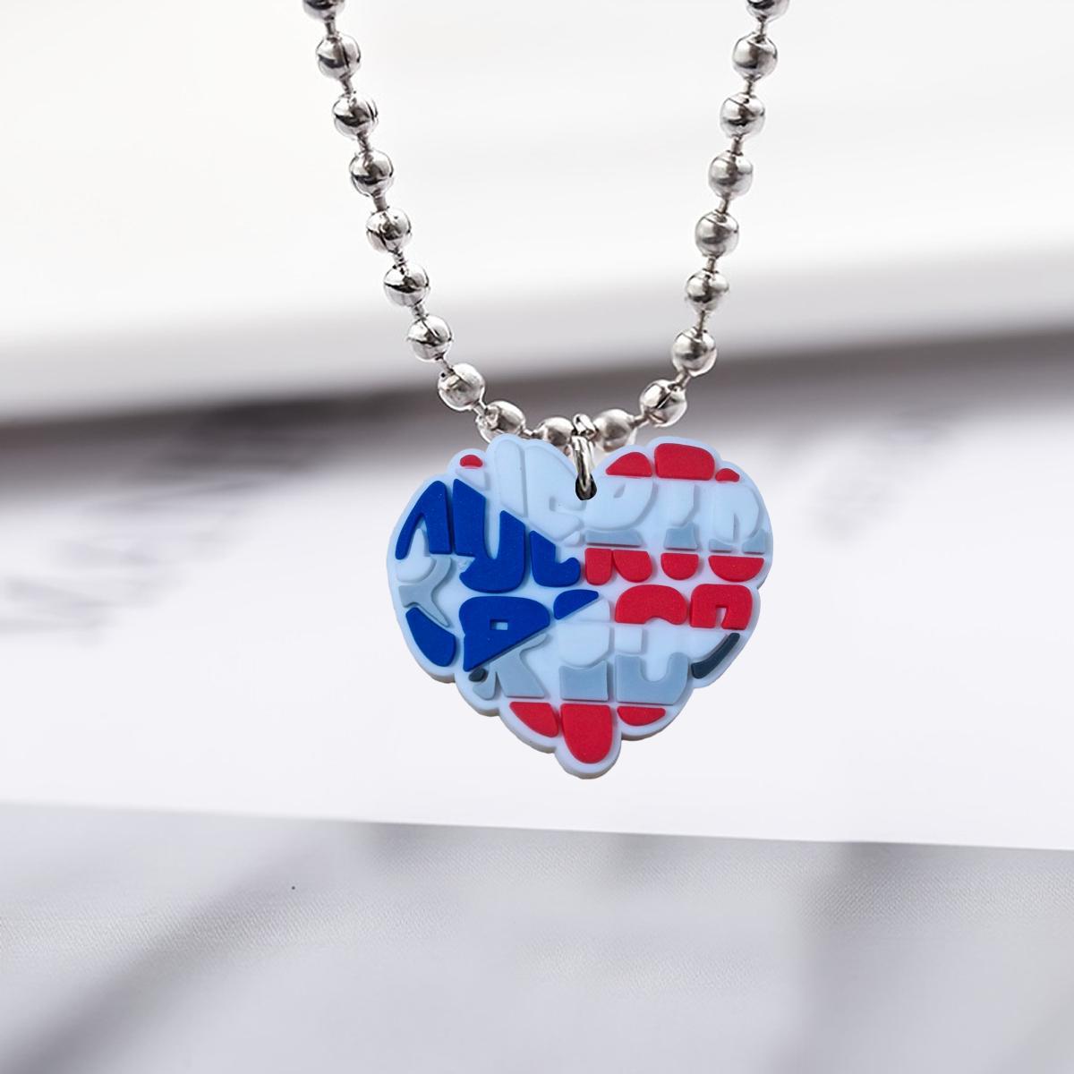 Wholesale Stainless steel American Independence Day Series Small Bead Necklace
