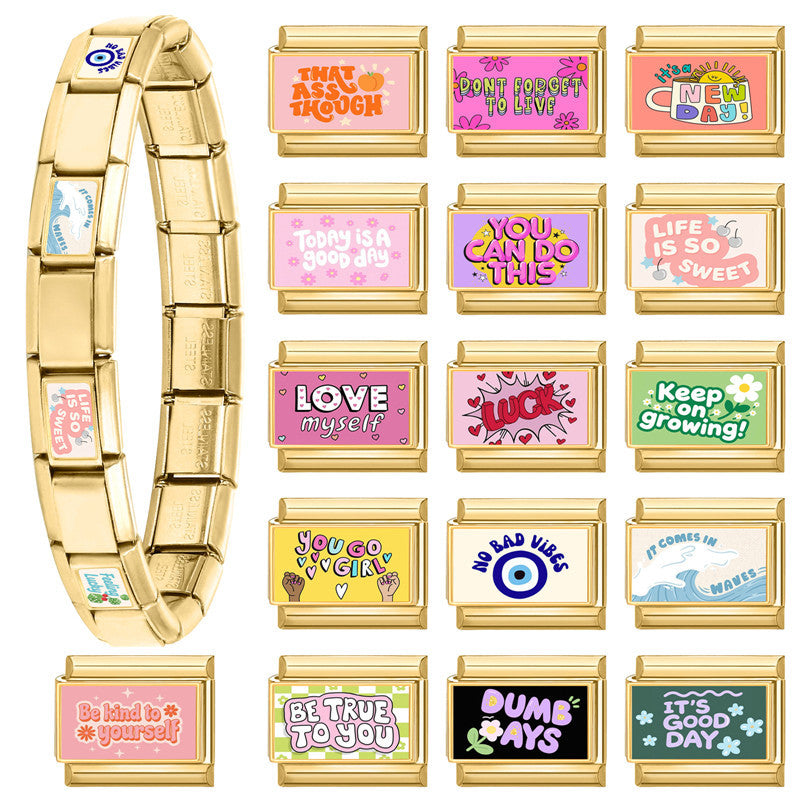 Wholesale 9mm Italian Charm Starter Bracelets DIY Letters Stainless Steel Composable Bracelet