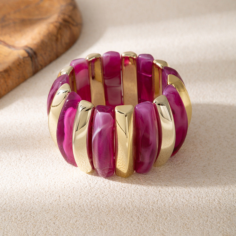 Wholesale Acrylic Electroplated Elastic Bracelet Retro Ombre Design Women S Stylish Jewelry Accessory