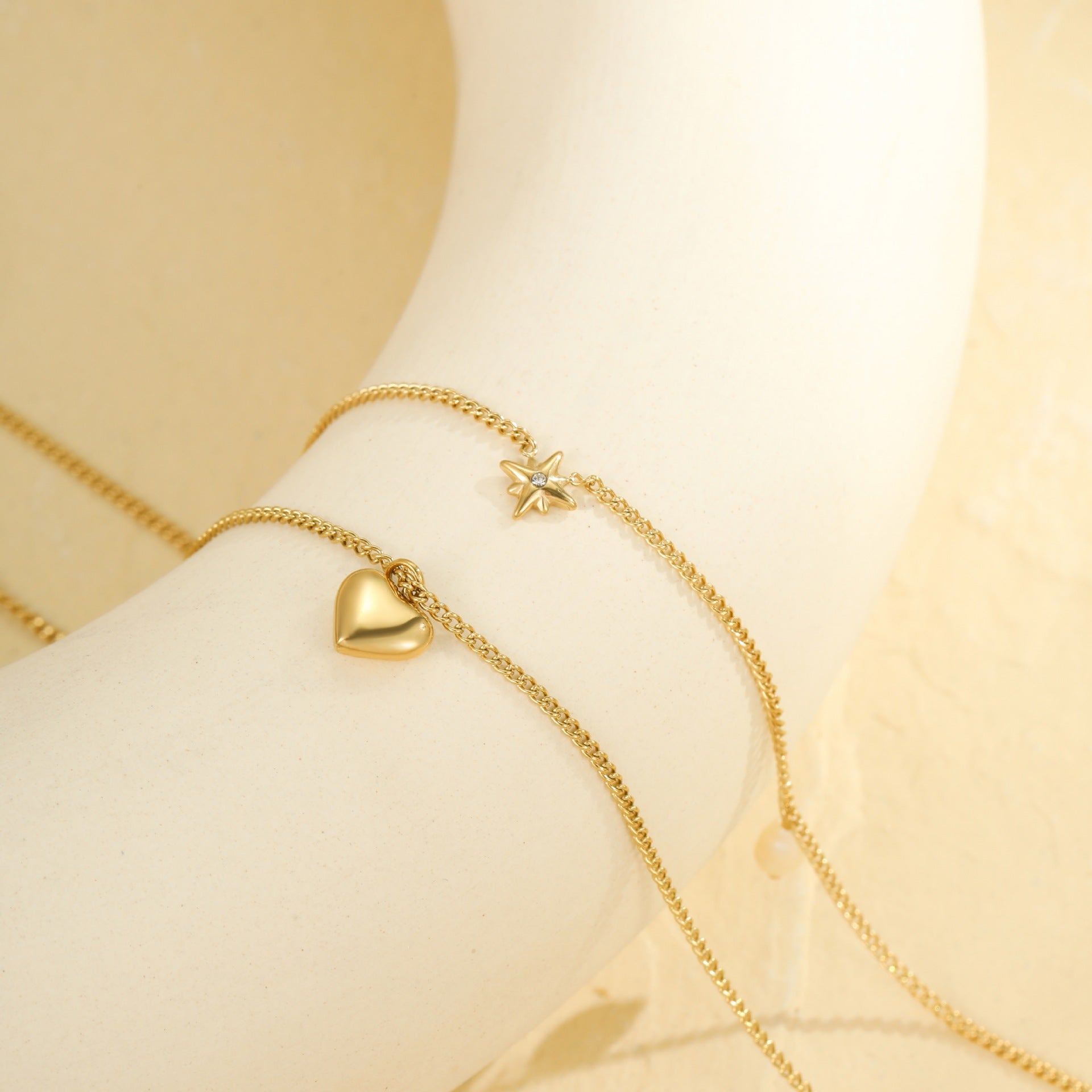 Wholesale  love diamond design sense double stainless steel necklace