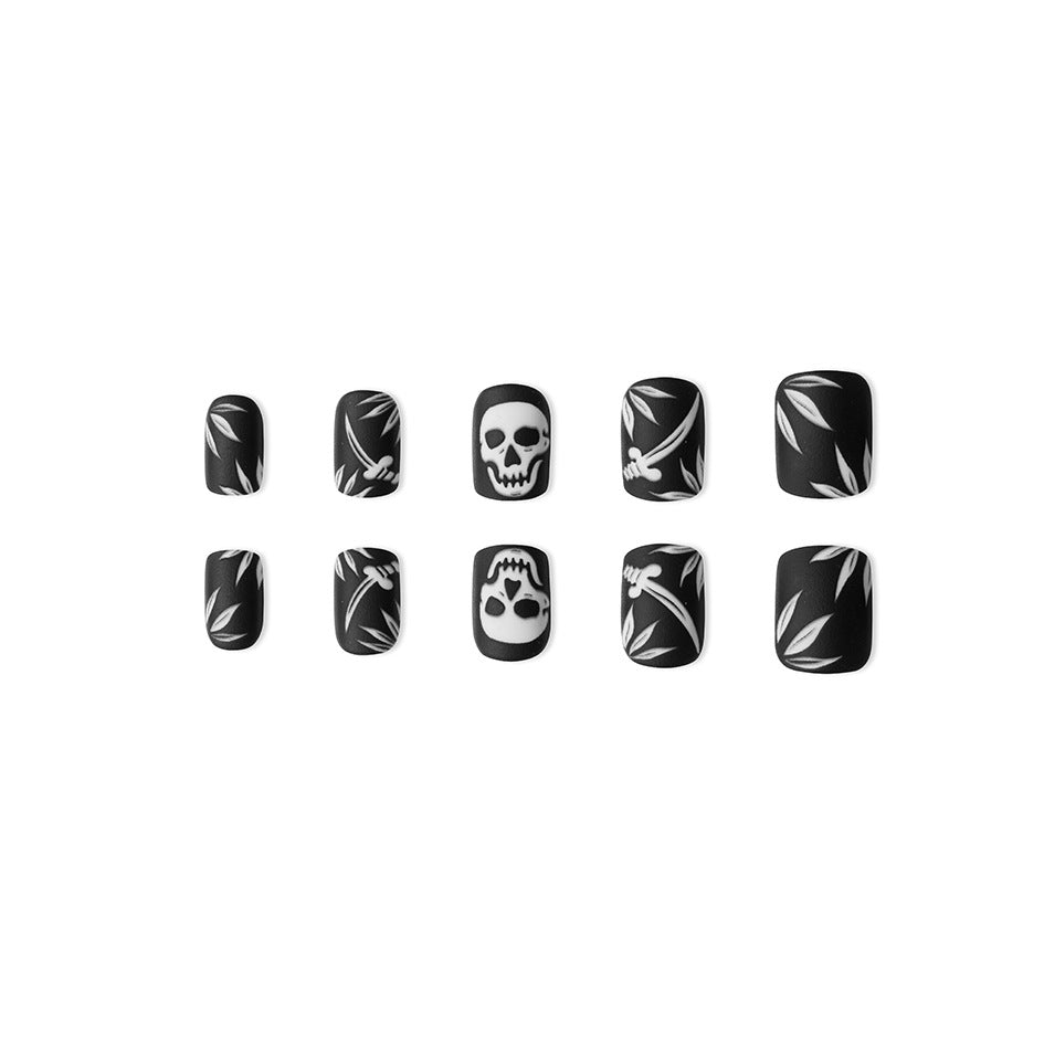 Wholesale 24 Pieces/box Halloween Skull Press-on Nails Kits Nail Stickers ACC-NS-GuaiXL091