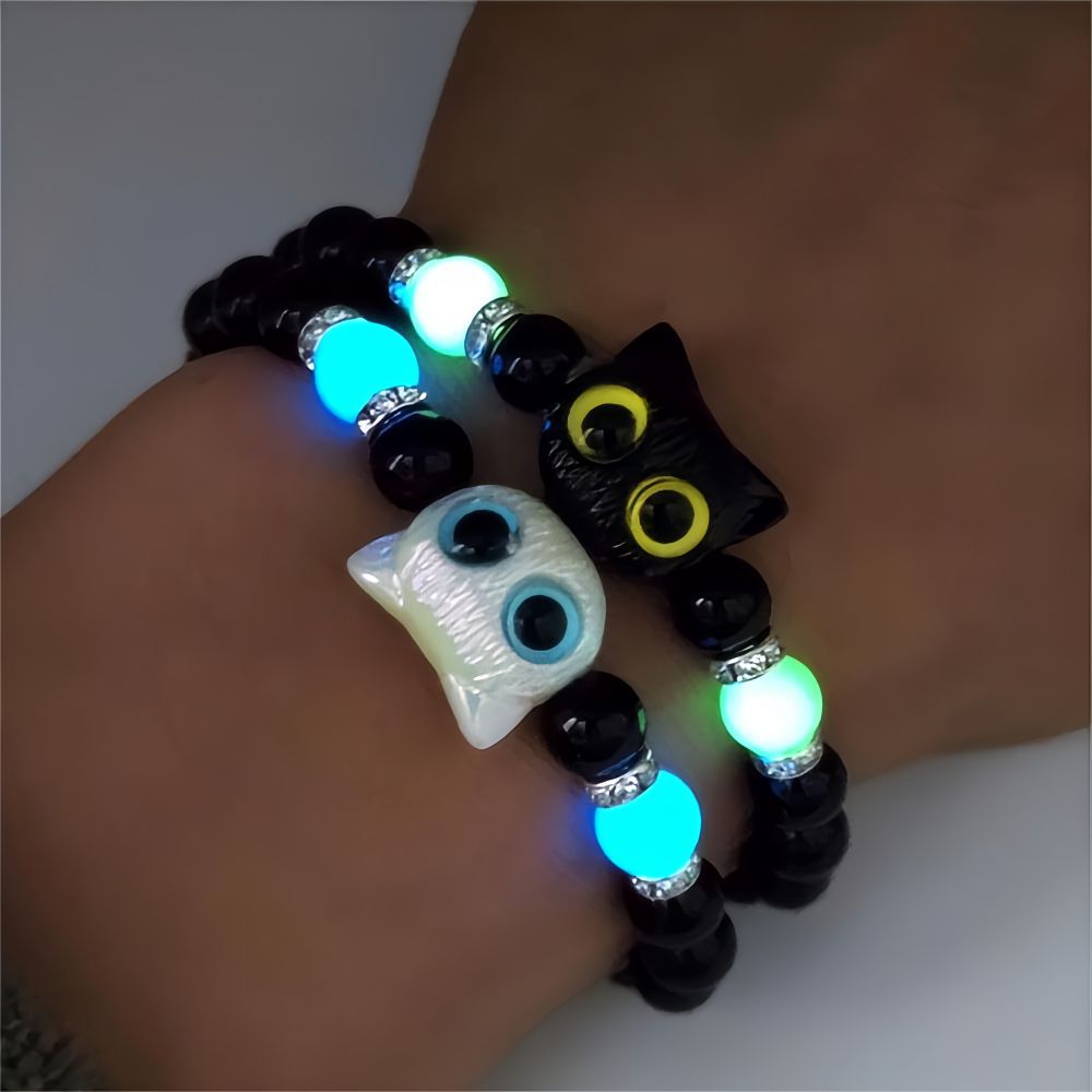 Wholesale Luminous cute cat beaded bracelet