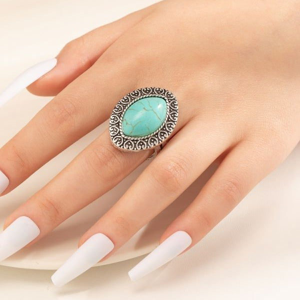 Wholesale Bohemian Vintage Turquoise Ring Adjustable Rings ACC-RS-Gaoz001