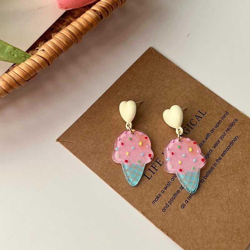Wholesale Ice Cream Girl Cute Acrylic Earrings