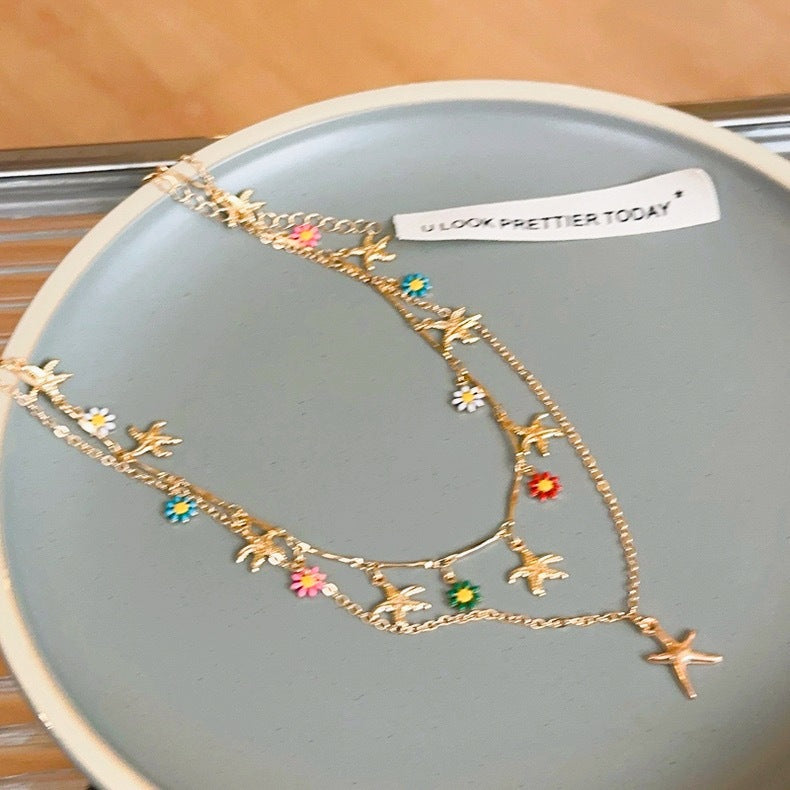 Wholesale  Starfish Alloy Pendant Clavicle Chain Necklace