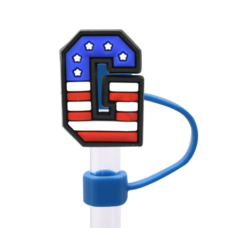 Wholesale Random 100pcs dustproof straw cap letter Straw Cover Straw Tube Cap