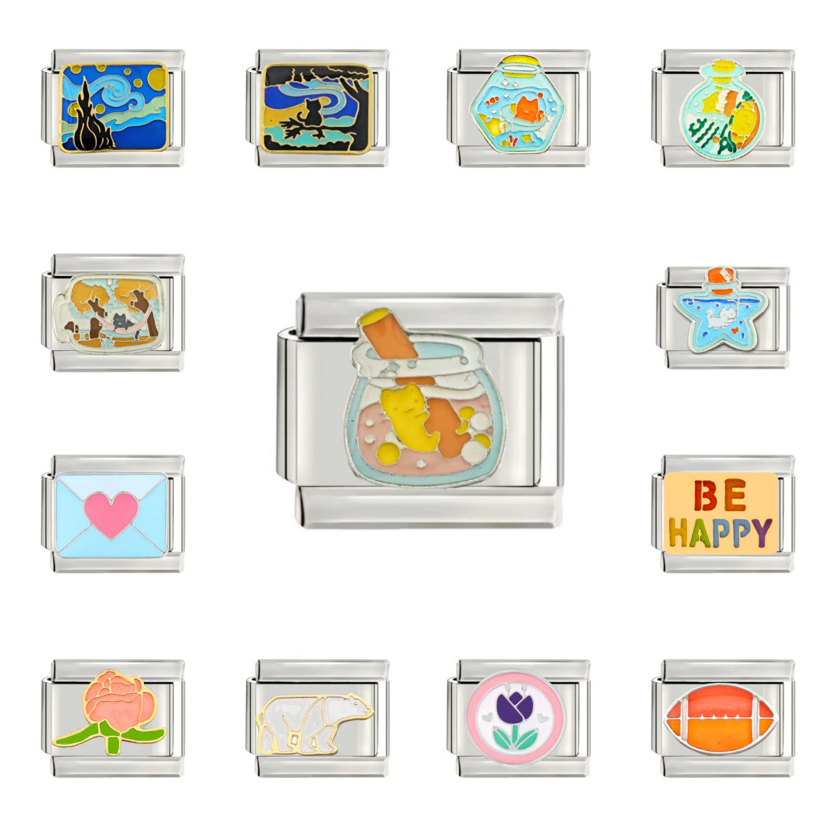 Wholesale 9mm Italian Charm Starter Bracelets DIY square Single Section Creative Stainless Steel Composable Bracelet