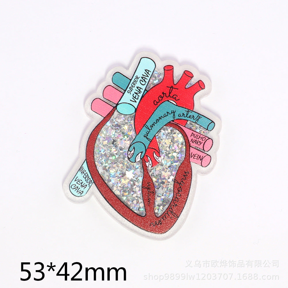 Wholesale 10pcs DIY Flatback cartoon organ  Acrylic Flatback Badge Reels Retractable Keychain DIY Accessories