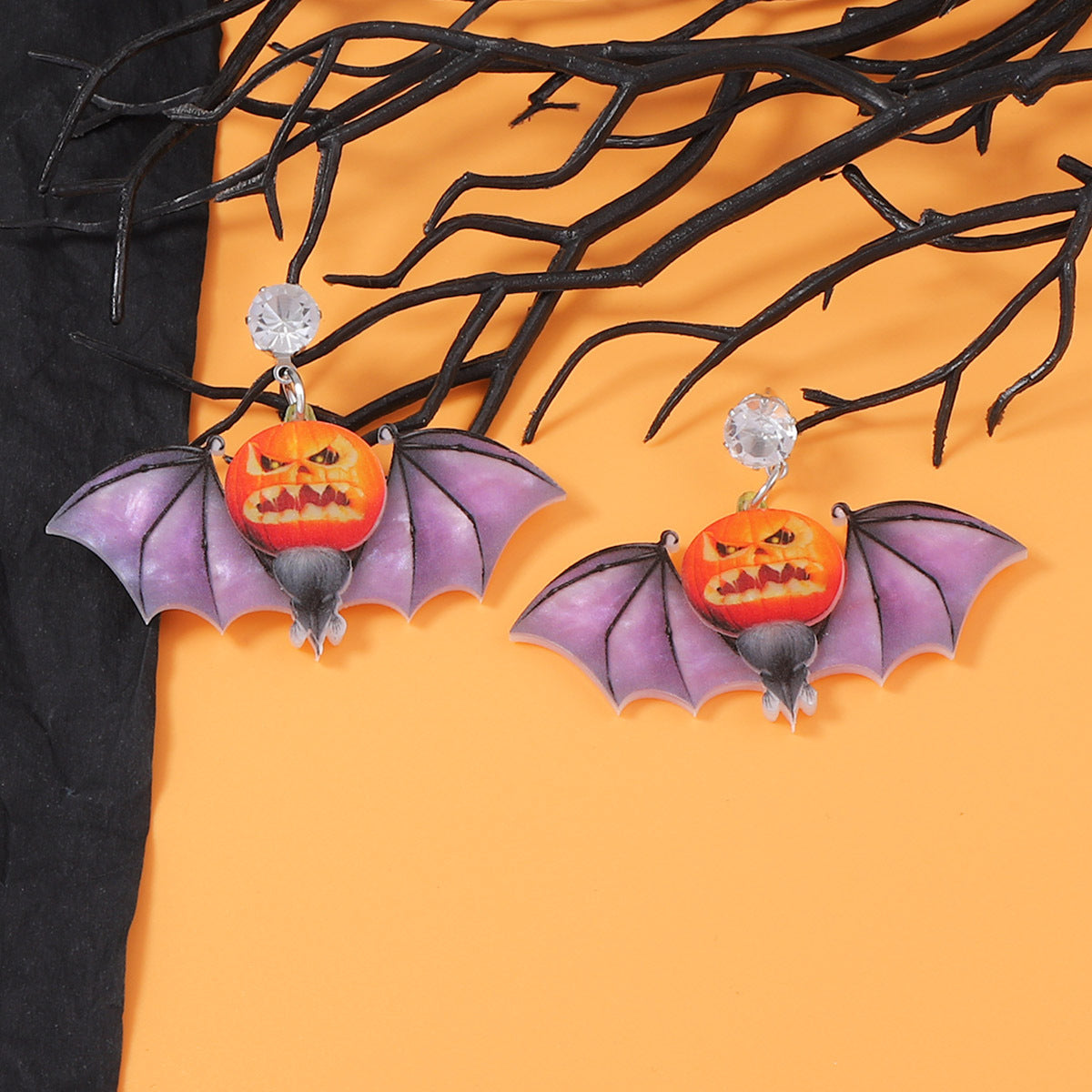 Wholesale  Acrylic Dark Bat Pumpkin Ears