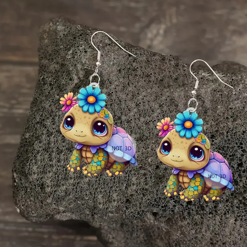 Wholesale  Colorful Turtle 2D Acrylic Earrings