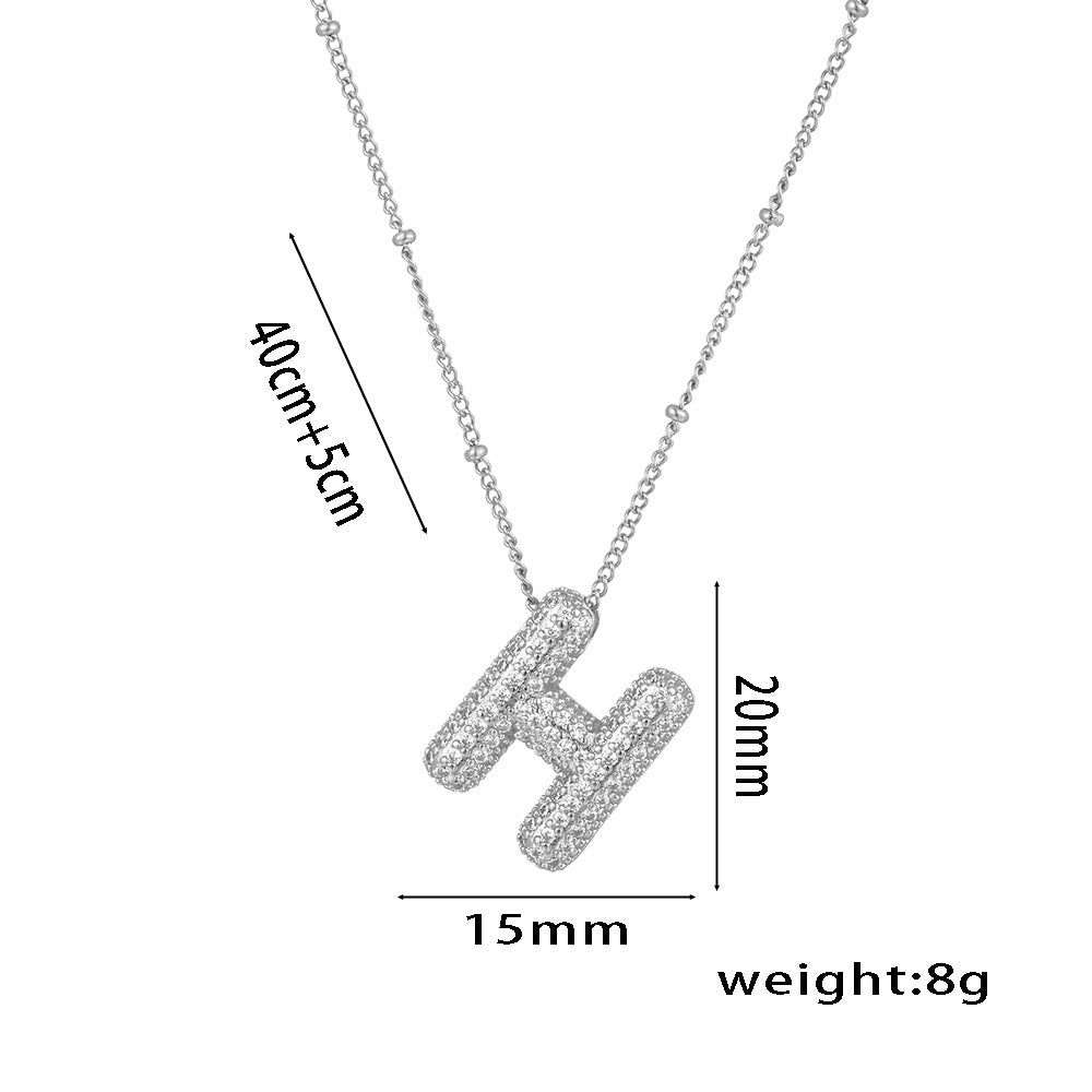 Wholesale Micro-Inlaid Zirconia Letter Pendant Necklace ACC-NE-KuCai012