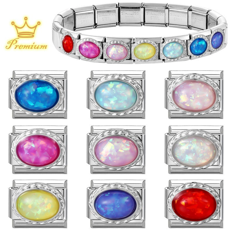 Wholesale Italian Style Modular Bracelet Charms Stainless Steel DIY Jewelry Accessories Multi Color Rhinestone Boutique Resale