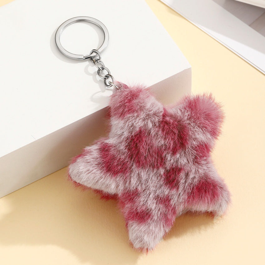 Wholesale plush star  pendant leopard print Keychain