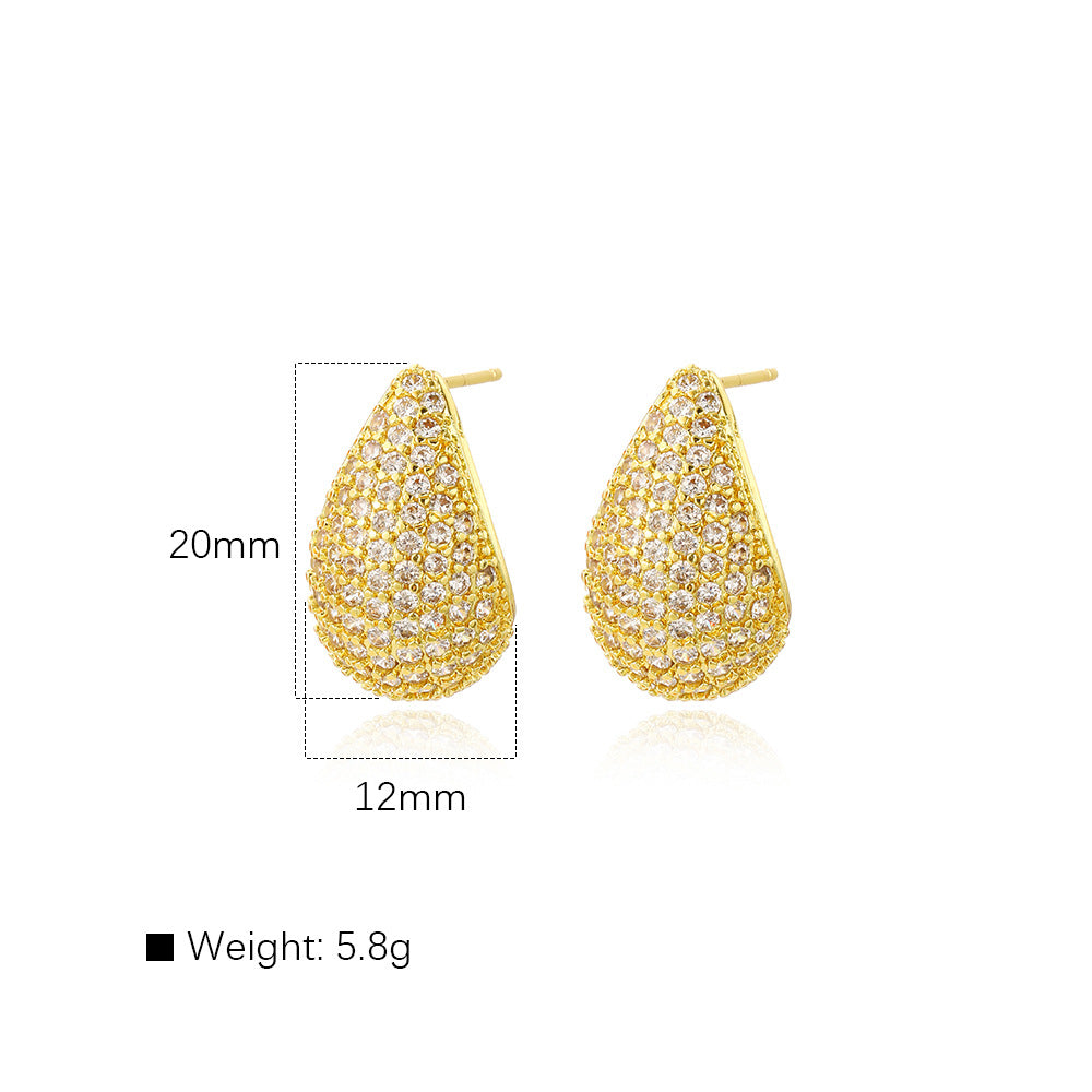 Wholesale light luxury copper inlaid zircon hollow drop earrings
