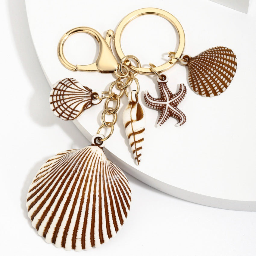 Wholesale Resin Starfish Seashell Ocean Series Keychain Pendant Fashion Bag Charm Wedding Gift