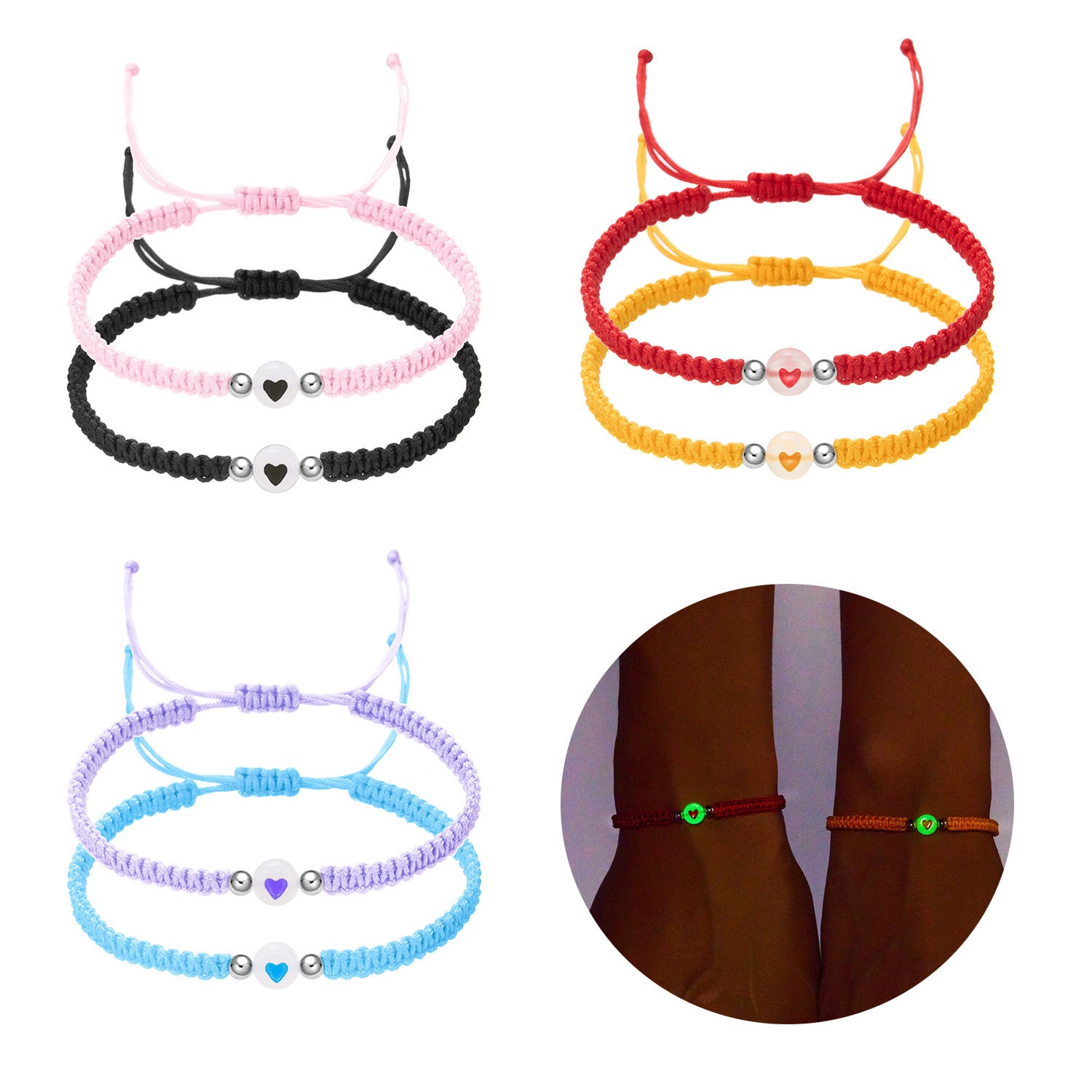 Wholesale luminous love bracelet  hand-woven bracelet suit