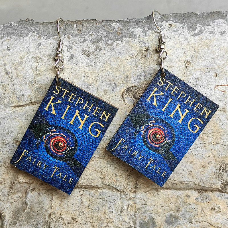 Wholesale Horror  Book Wooden Double-sided Earrings