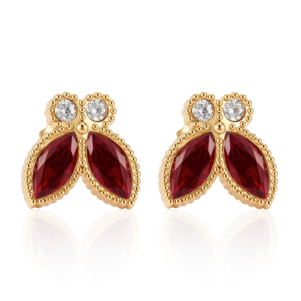 Wholesale Butterfly Cubic Zirconia Earring Set - 18K Gold Plated Stainless Steel,  Women' s Fashion Jewelry Accessory
