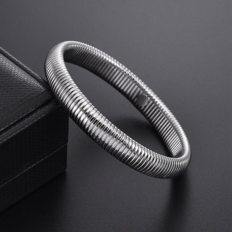 Bracciale elastico in acciaio al titanio a semicerchio all'ingrosso