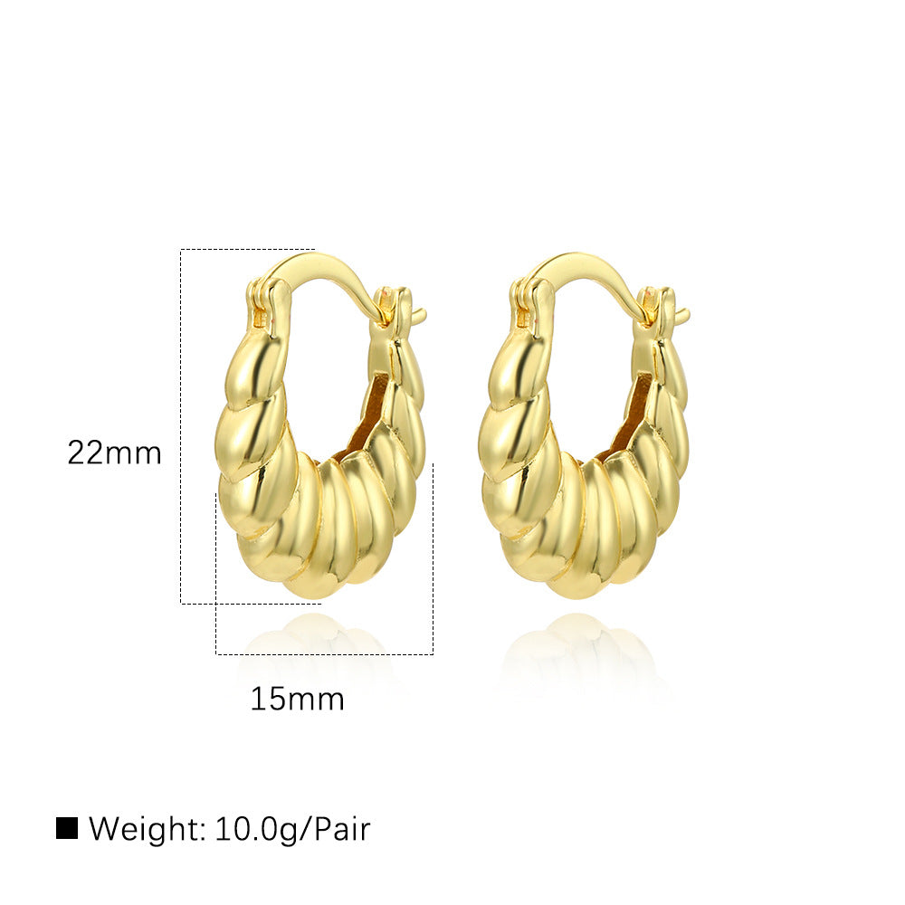 Wholesale 18K gold hollow glossy twist earrings