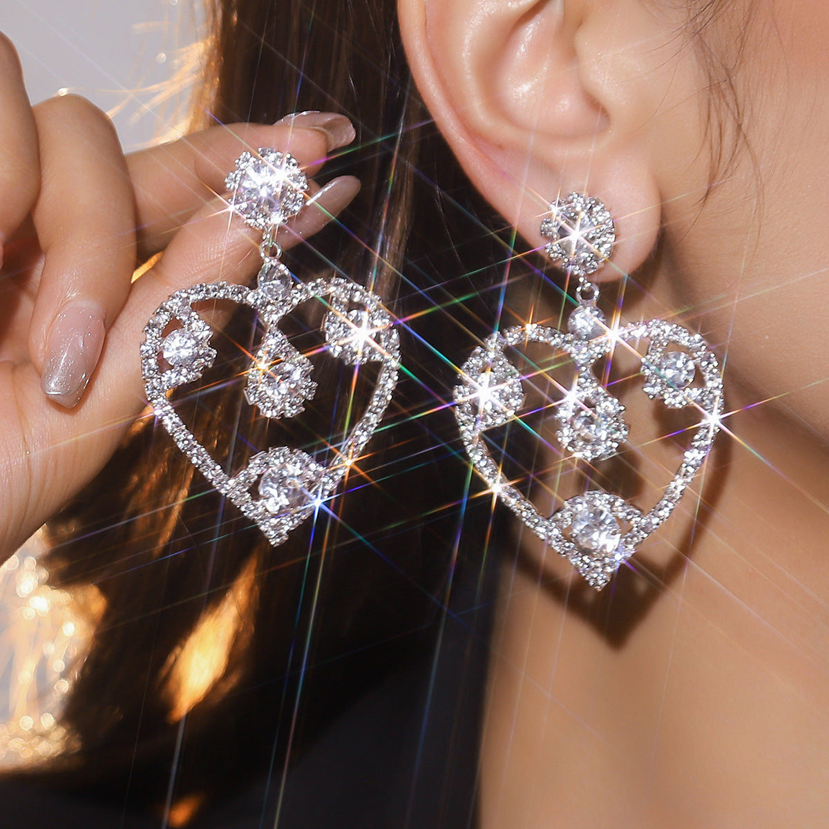 Wholesale Independence Day Exaggerated Long Tassel Love Earrings