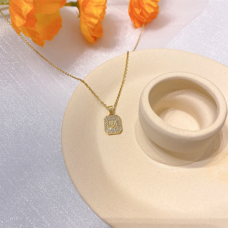 Wholesale Electroplated Titanium Steel Necklace Micro-embedded Clavicle Chain Choker Necklace ACC-NE-Xiyue003